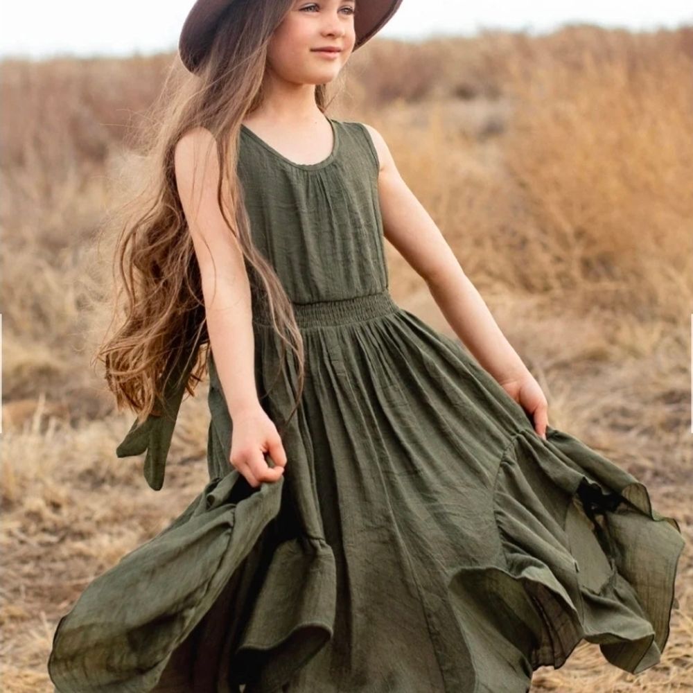 Nwt Size 4 Joyfolie Braelyn Olive Green Kids Dress